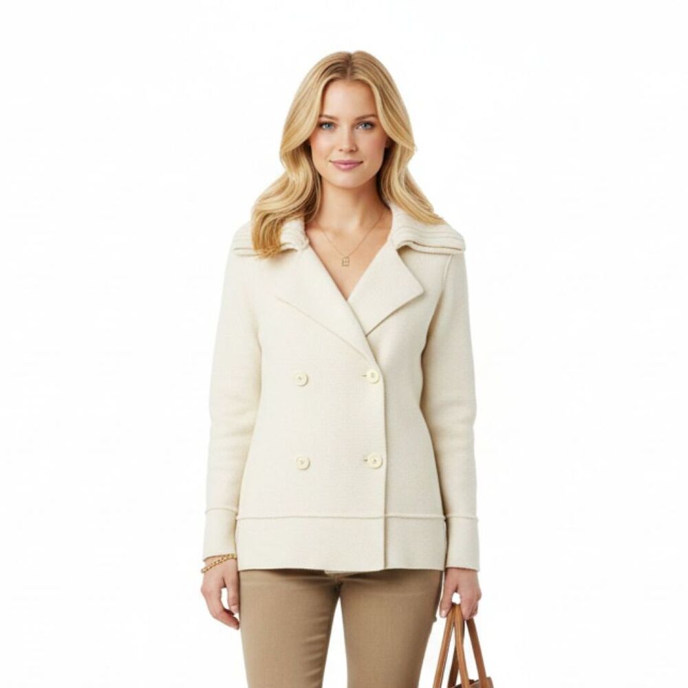 Gap Ivory Knit Double Breasted Long sleeve Jacket S